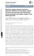 Cover page: Reactive oxygen species formed in aqueous mixtures of secondary organic aerosols and mineral dust influencing cloud chemistry and public health in the Anthropocene