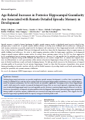 Cover page: Age-related increases in posterior hippocampal granularity are associated with remote detailed episodic memory in development