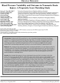 Cover page: Blood Pressure Variability and Outcome in Traumatic Brain Injury: A Propensity Score Matching Study