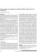 Cover page: Serum leptin concentrations in infants: effects of diet, sex, and adiposity 1 , 2