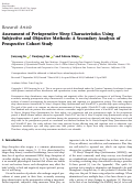 Cover page: Assessment of Perioperative Sleep Characteristics Using Subjective and Objective Methods: A Secondary Analysis of Prospective Cohort Study.