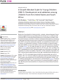 Cover page: A Growth Mindset Scale for Young Children (GM-C): Development and validation among children from the United States and South Africa.