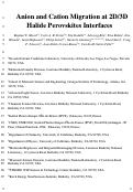 Cover page: Anion and Cation Migration at 2D/3D Halide Perovskite Interfaces