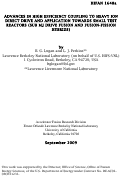 Cover page: ADVANCES IN HIGH EFFICIENCY COUPLING TO HEAVY ION DIRECT DRIVE AND APPLICATION TOWARDS SMALL TEST REACTORS (SUB MJ DRIVE FUSION AND FUSION-FISSION HYBRIDS)