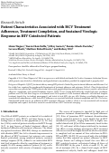 Cover page: Patient Characteristics Associated with HCV Treatment Adherence, Treatment Completion, and Sustained Virologic Response in HIV Coinfected Patients