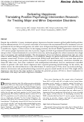 Cover page: Delivering Happiness: Translating Positive Psychology Intervention Research for Treating Major and Minor Depressive Disorders