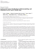 Cover page: Endometrial Tumor Classification by Histomorphology and Biomarkers in the Nurses Health Study.