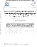 Cover page: Search for heavy resonances decaying into a W or Z boson and a Higgs boson in final states with leptons and b-jets in 36 fb−1 of s=13 TeV pp collisions with the ATLAS detector