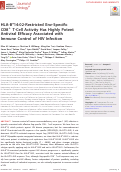 Cover page: HLA-B*14:02-Restricted Env-Specific CD8+ T-Cell Activity Has Highly Potent Antiviral Efficacy Associated with Immune Control of HIV Infection