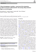 Cover page: When belongingness backfires: experienced discrimination predicts increased cardiometabolic risk among college students high in social belonging