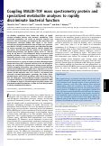 Cover page: Coupling MALDI-TOF mass spectrometry protein and specialized metabolite analyses to rapidly discriminate bacterial function