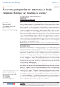 Cover page: A current perspective on stereotactic body radiation therapy for pancreatic cancer