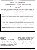 Cover page: Long COVID Illness: Disparities in Understanding and Receipt of Care in Emergency Department Populations