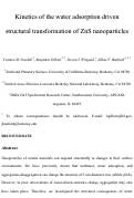 Cover page: Kinetics of the water adsorption driven structural transformation of ZnS 
nanoparticles