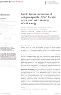 Cover page: Leptin favors imbalance of antigen-specific CD4+ T-cells associated with severity of cat allergy.