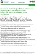 Cover page: One hundred research questions in conservation physiology for generating actionable evidence to inform conservation policy and practice