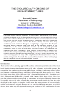 Cover page: The Evolutionary Origins of Kinship Structures