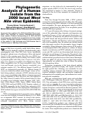 Cover page: Phylogenetic Analysis of a Human Isolate from the 2000 Israel West Nile virus Epidemic