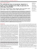 Cover page: The evolutionary basis of premature migration in Pacific salmon highlights the utility of genomics for informing conservation