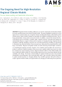 Cover page: The ongoing need for high-resolution regional climate models: Process understanding and stakeholder information The ongoing need for high-resolution regional climate models: Process understanding and stakeholder information