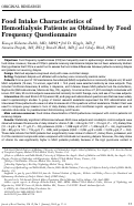 Cover page: Food intake characteristics of hemodialysis patients as obtained by food frequency questionnaire