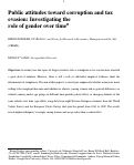 Cover page: Public Attitudes toward Corruption and Tax Evasion: Investigating the role of gender over time