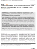 Cover page: Cooking methods and kitchen ventilation availability, usage, perceived performance and potential in Canadian homes