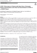 Cover page: COVID-19 Vaccination in Patients with Inborn Errors of Immunity Reduces Hospitalization and Critical Care Needs Related to COVID-19: a USIDNET Report.