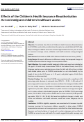 Cover page: Effects of the Childrens Health Insurance Reauthorization Act on immigrant childrens healthcare access.