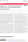 Cover page: Response to “Are fluids resuscitation the “Keyser Soze” of acute kidney injury in trauma patients?”