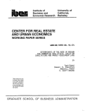 Cover page: Determinants of the Rate of Return for Commercial Real Estate: Inflation Expectations and Market Adjustment Lags