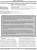 Cover page: Emergency Department Visits for Sexual Assault by Emerging Adults: Is Alcohol a Factor?