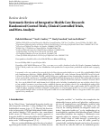 Cover page: Systematic Review of Integrative Health Care Research: Randomized Control Trials, Clinical Controlled Trials, and Meta-Analysis