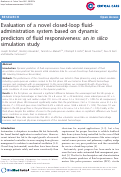 Cover page: Evaluation of a novel closed-loop fluid-administration system based on dynamic predictors of fluid responsiveness: An in silico simulation study