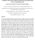 Cover page: Comparative study on the overall energy performance between photovoltaic and Low-E insulated glass units