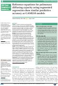 Cover page: Reference equations for pulmonary diffusing capacity using segmented regression show similar predictive accuracy as GAMLSS models.