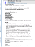 Cover page: Accuracy of Risk Estimation for Surgeons Versus Risk Calculators in Emergency General Surgery