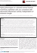 Cover page: Aging phenotypes in cultured normal human mammary epithelial cells are correlated with decreased telomerase activity independent of telomere length