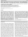 Cover page: DNA replication licensing and human cell proliferation.