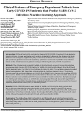 Cover page: Clinical Features of Emergency Department Patients from Early COVID-19 Pandemic that Predict SARS-CoV-2 Infection: Machine-learning Approach