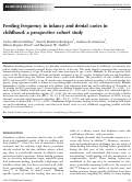 Cover page: Feeding frequency in infancy and dental caries in childhood: a prospective cohort study