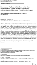 Cover page: Preschoolers’ Psychosocial Problems: In the Eyes of the Beholder? Adding Teacher Characteristics as Determinants of Discrepant Parent–Teacher Reports