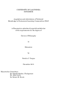 Cover page: Acquisition, Articulation, and Transferring of Knowledge in Professional Learning Communities (PLC)