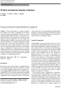 Cover page: Modern meningioma imaging techniques