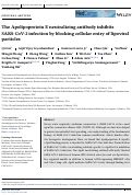 Cover page: The Apolipoprotein E neutralizing antibody inhibits SARS‐CoV‐2 infection by blocking cellular entry of lipoviral particles