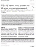 Cover page: Genome-wide analysis of anorexia nervosa and major psychiatric disorders and related traits reveals genetic overlap and identifies novel risk loci for anorexia nervosa.