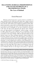 Cover page: Balancing Judicial Independence and Accountability in a Transitional State: The Case of Thailand