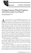 Cover page: Teaching Grammar: What Do Employers at the Post-Secondary Level Expect?