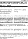 Cover page: Elevated cerebrospinal fluid quinolinic acid levels are associated with region-specific cerebral volume loss in HIV infection