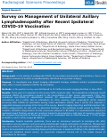 Cover page: Survey on Management of Unilateral Axillary Lymphadenopathy after Recent Ipsilateral COVID-19 Vaccination